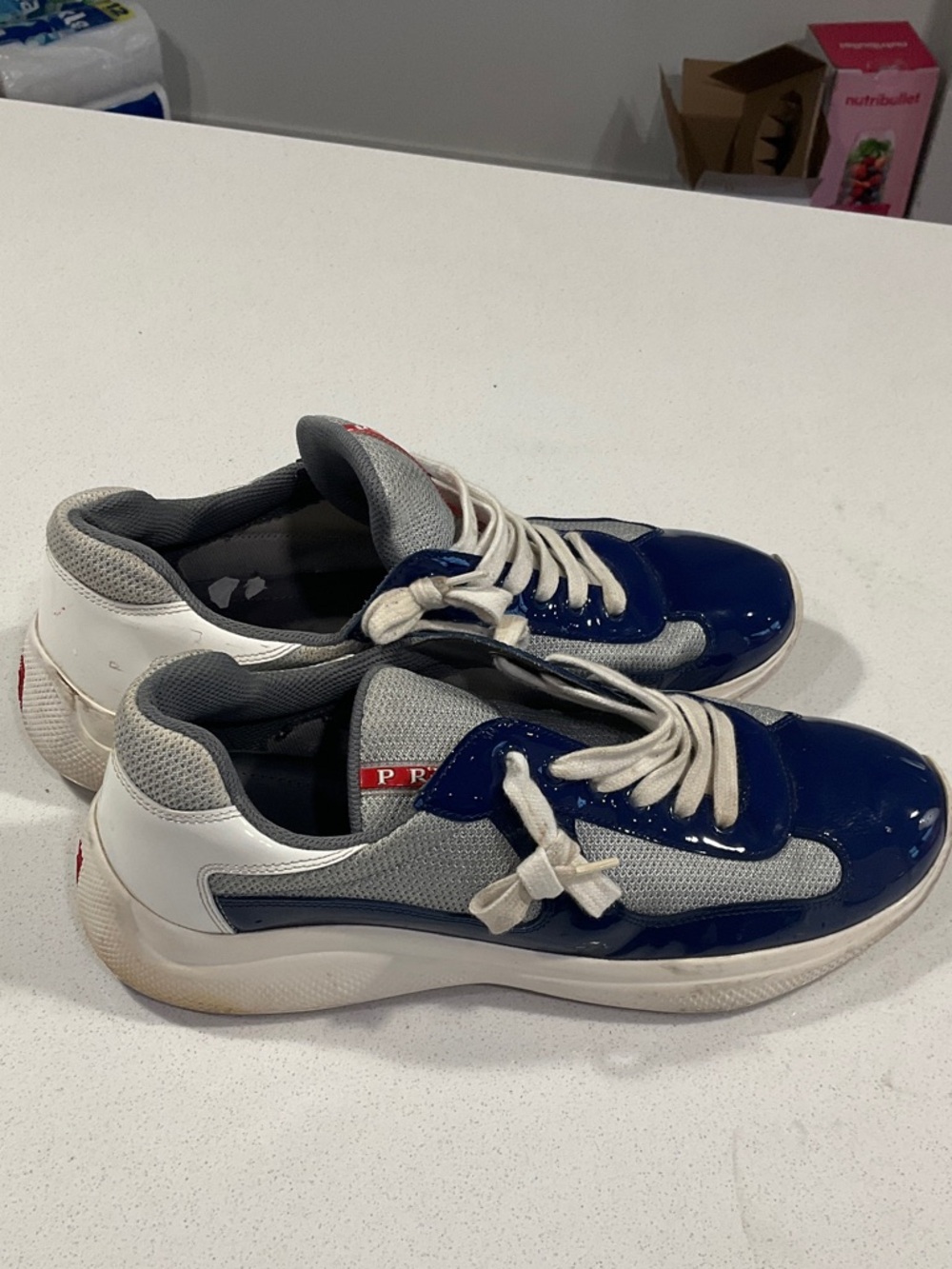 Men's Blue and White Prada Sneaker - Picture 7 of 11